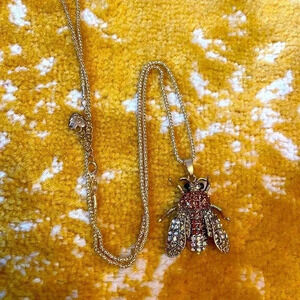 Betsey Johnson Crystal jeweled fly statement necklace